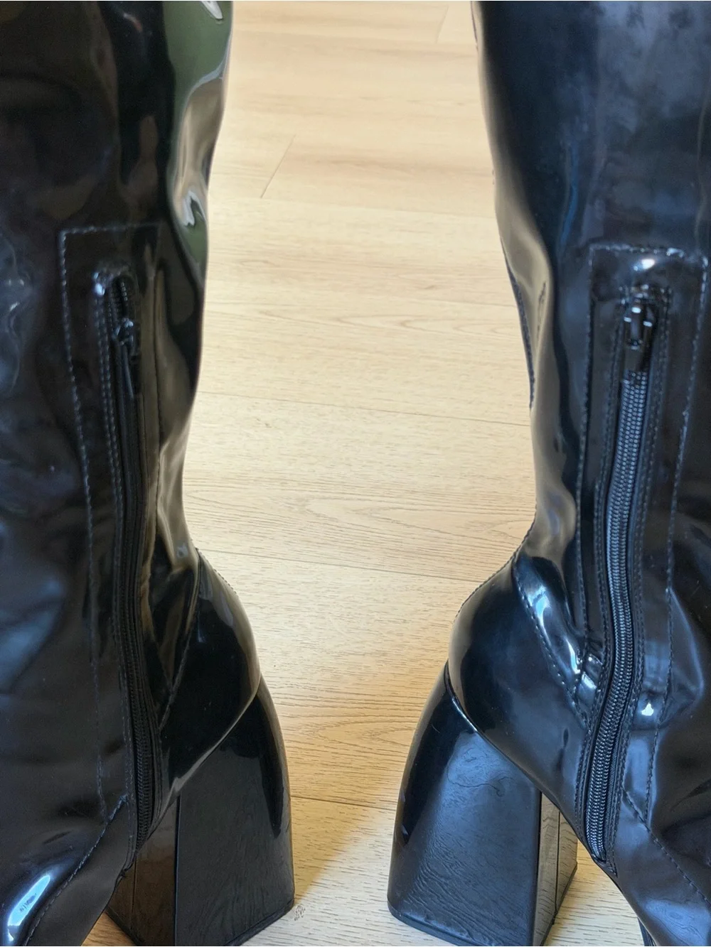 Black Platform Knee High Boots Wide Fit